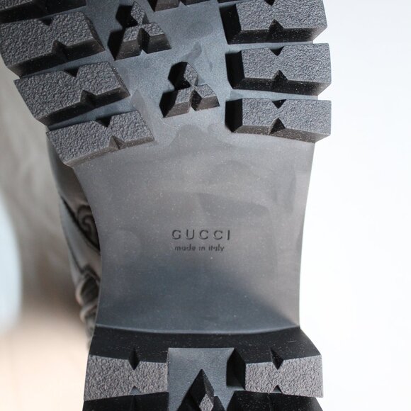 NWB Gucci GG Embossed Matelasse Cordovan Lux Nappa Lace Up Boots Booties 718386 - Picture 8 of 8